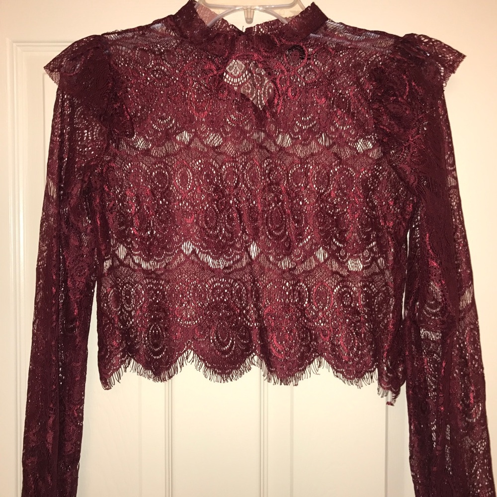 Crop Top, Burgundy Lace, Forever 21
